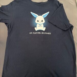 TeeTurtle Unfluffing Believable Angry Bunny Graphic T-Shirt Navy Blue XL Cotton